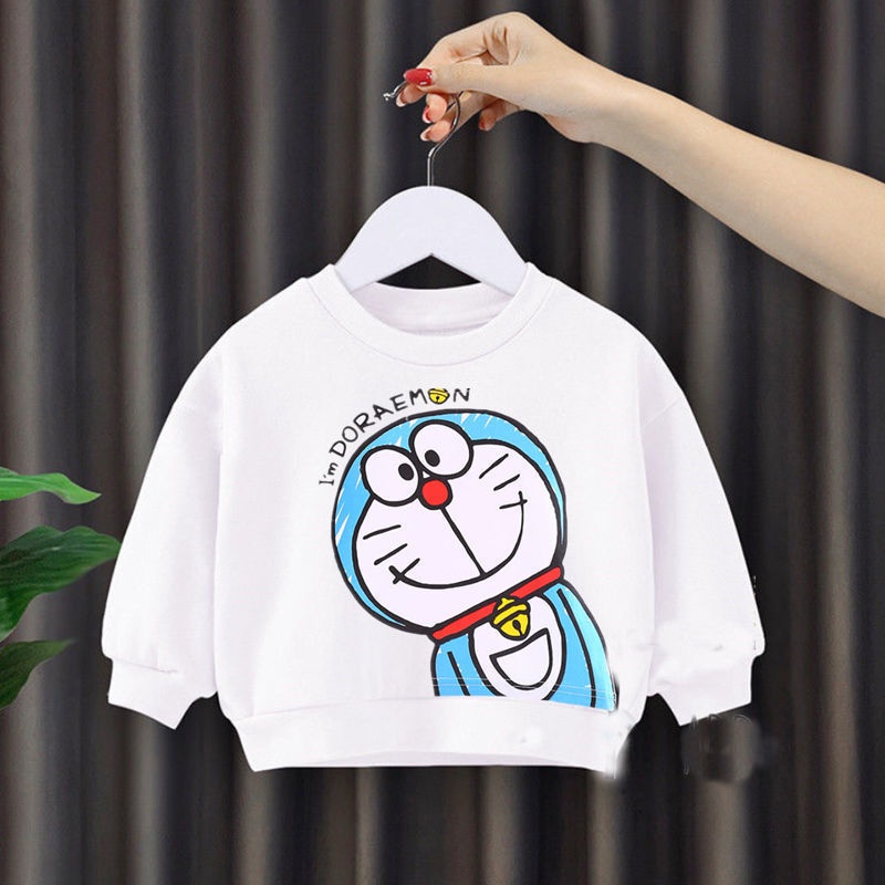 Áo Thun Cotton Mỏng Cổ Tròn Dài Tay In Hình Doraemon Thời Trang Đáng Yêu Dành Cho Trẻ 2022
