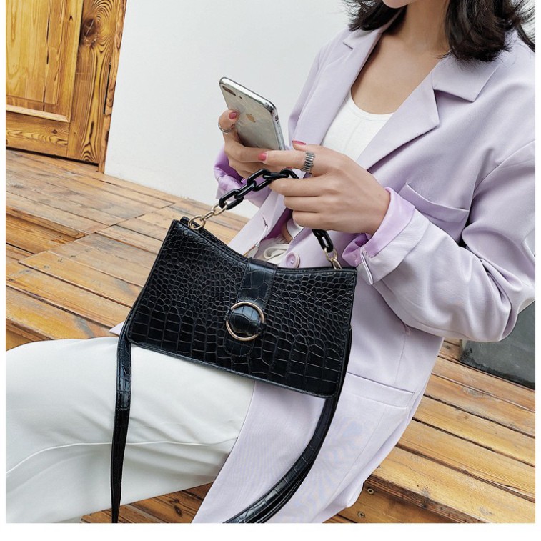 Túi xách nữ đeo chéo sang trọng vân da cá sấu cao cấp phối xích trẻ trung TX25 túi đeo vai T.xách Chip Xinh | BigBuy360 - bigbuy360.vn