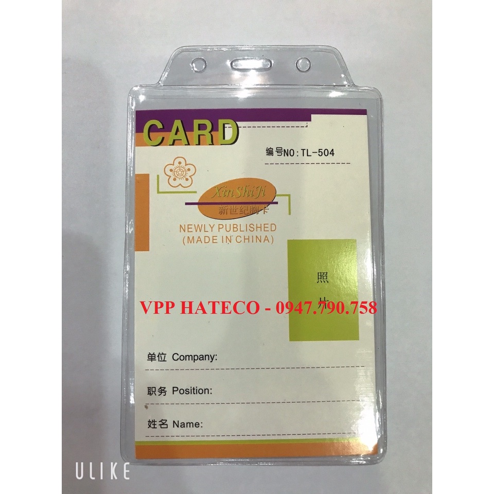 50 BAO THẺ TÊN 504, DỌC, KT 14,5cm x 9,3mm  Mặt thẻ đeo nhân viên,công chức đeo thẻ dọc to 504
