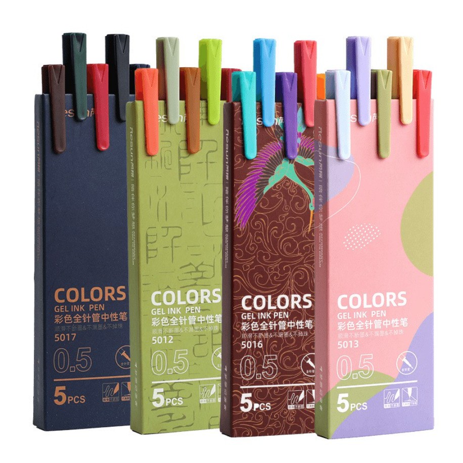 Set 5 bút gel Morandi, bút gel kaco RESUN nhiều màu