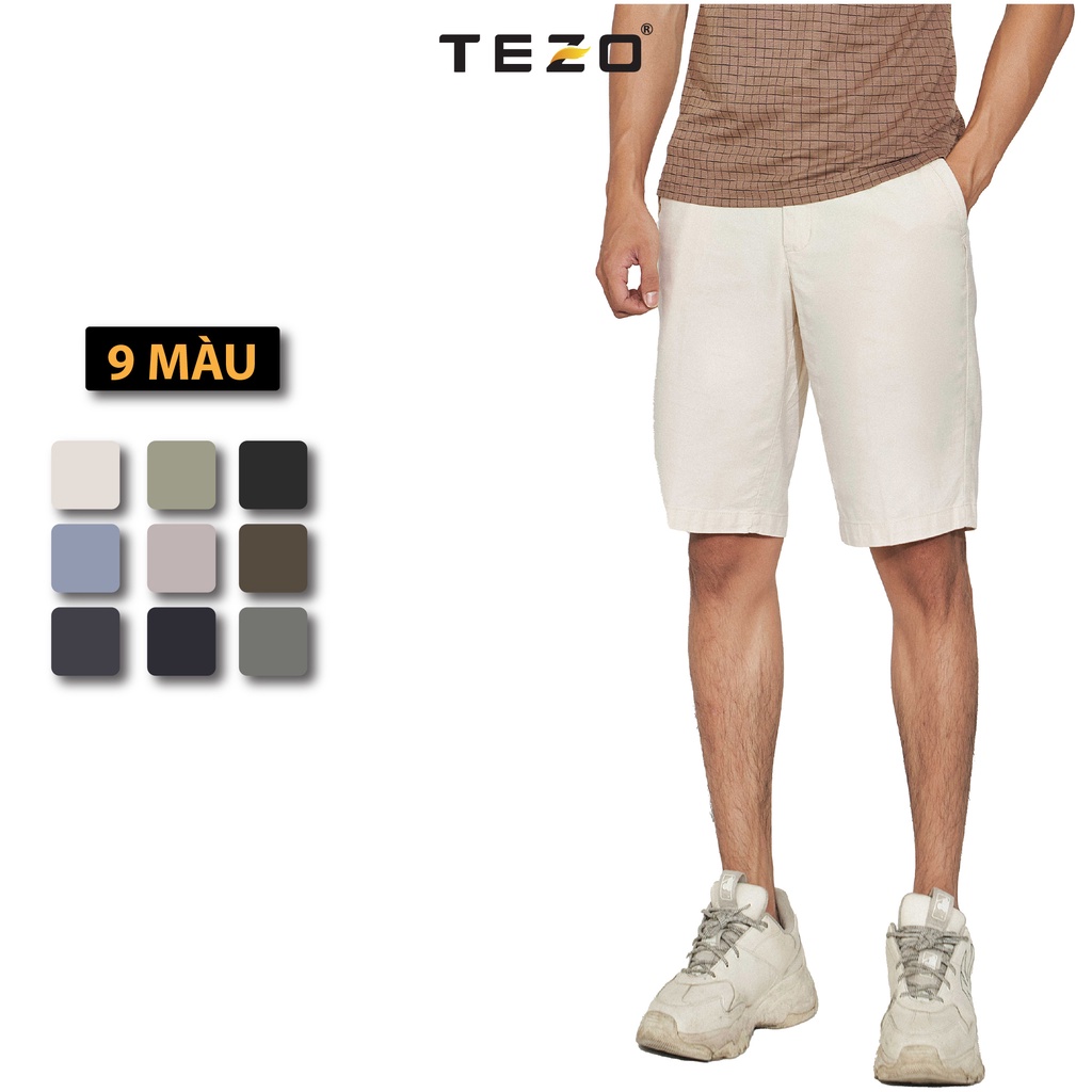 Quần short kaki nam cạp chun có dây luồn Tezo năng động thoải mái 2202QNKB07