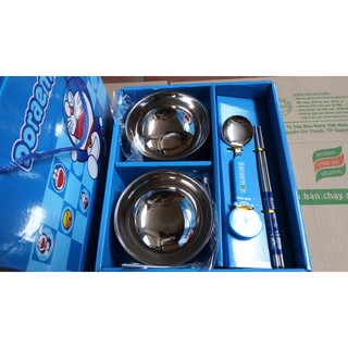 Bộ 2 bát ăn inox chống nóng + thìa+ đũa (ảnh thật)