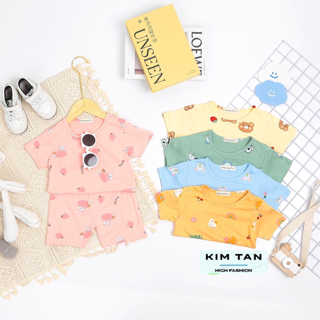 Bộ MINKY MOM Cộc Tay ⚡FREESHIP⚡ Chất Thun Lạnh Cho Bé Trai, Bé Gái Thoải Mái Thoáng Mát Ngày Hè