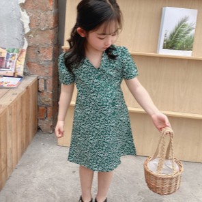 Đầm Hoa Công Chúa Phong Cách Retro Hàn Quốc Cho Bé Gái