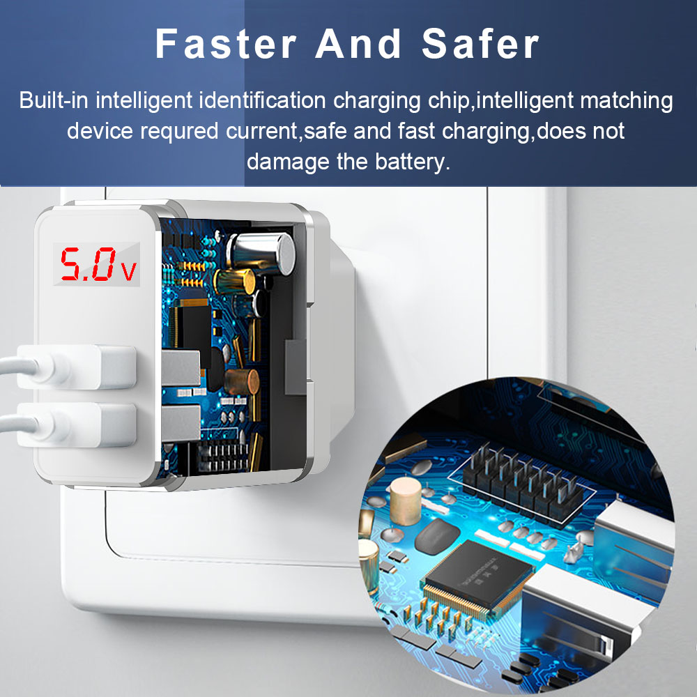 Củ sạc nhanh TWITCH hai cổng USB có màn hình led