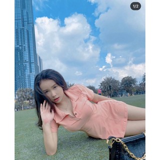 ĐẦM BODY CỔ POLO HỒNG ĐEN