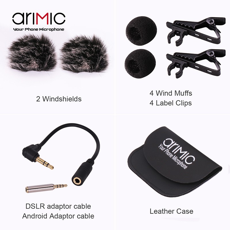 Micro cài áo cho điện thoại và máy ảnh AriMic Clip-on Dual Lavalier
