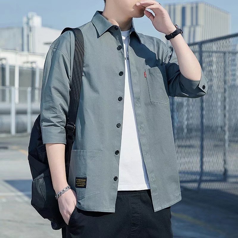 Áo Sơ Mi Nam Tay Lửng Kiểu Dáng Thời Trang Phong Cách Hàn Quốc