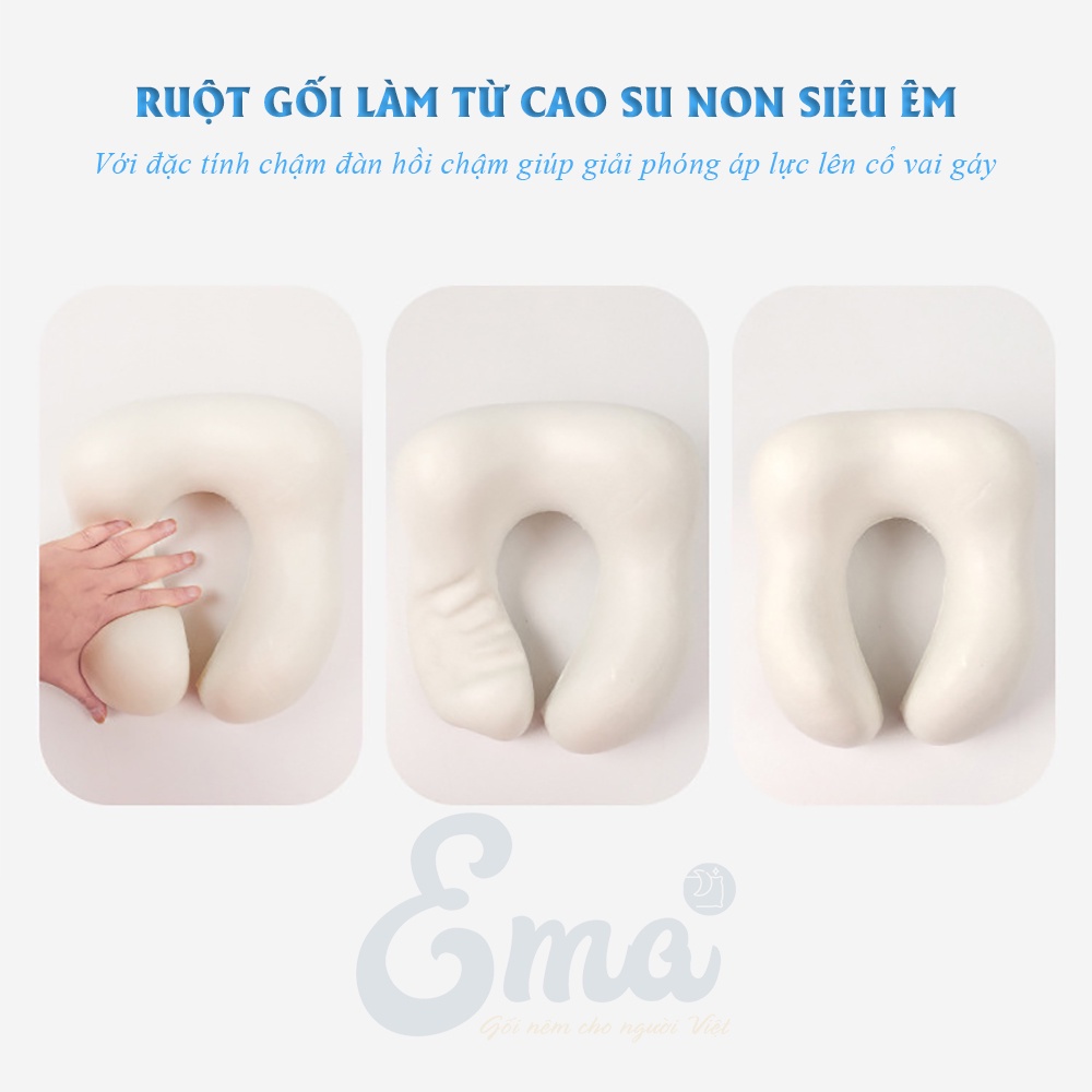 Gối cổ chữ U cao su non EMA cho người lớn - Đi du lịch, tàu xe, ngồi làm việc thoải mái