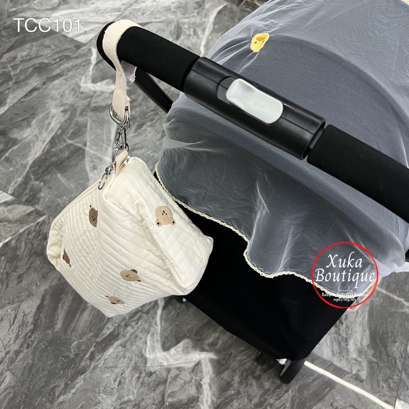 Túi Xách Bỉm Sữa Hàn Quốc Thêu Gấu Thỏ Cho Mẹ Và Bé Size 26*19*10cm KaMiMi Cao Cấp