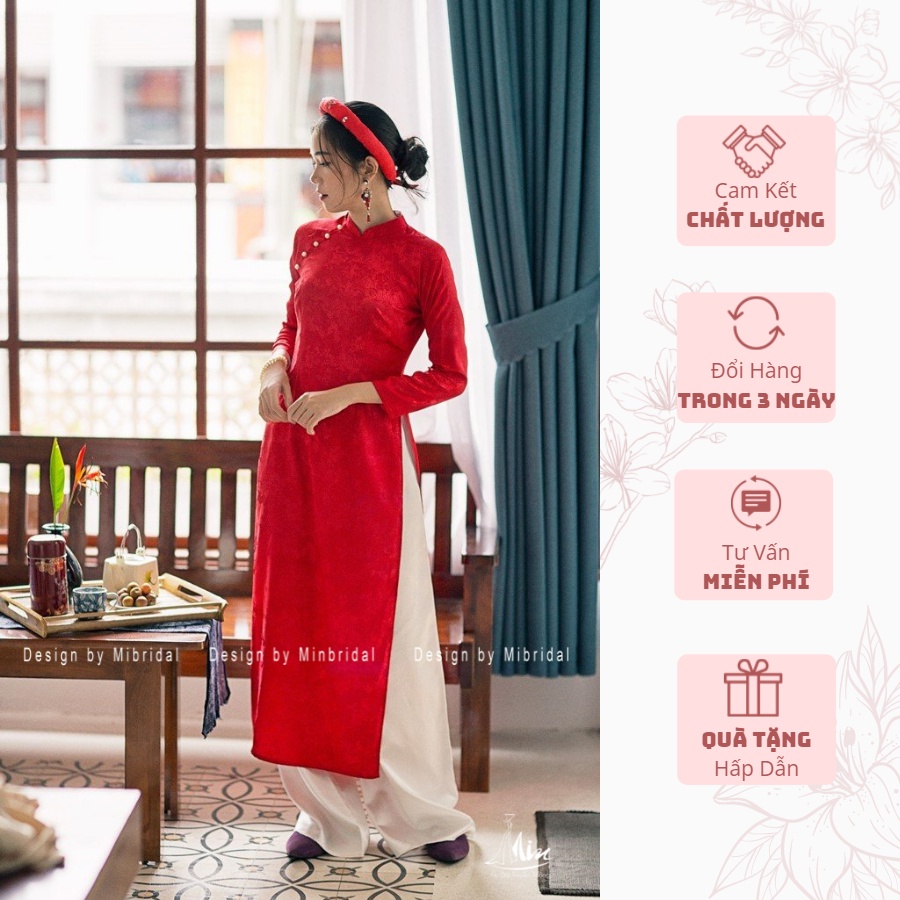 Áo Dài Gấm Lụa Màu Đỏ-Ao Dai Min | BigBuy360 - bigbuy360.vn