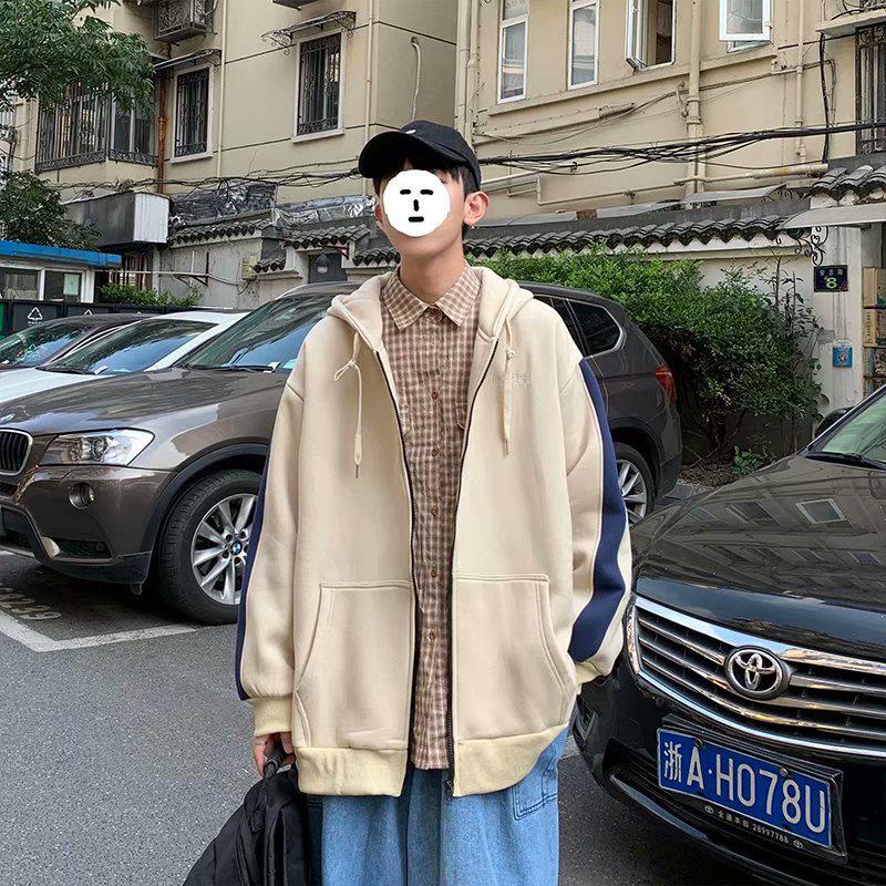 Áo khoác cardigan có mũ dáng rộng phong cách Hàn Quốc cho nam