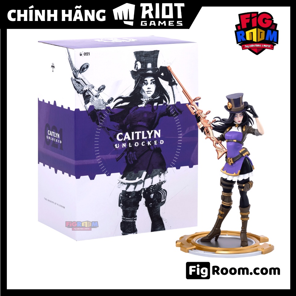 Mô hình LoL Caitlyn Unlocked Statue 28.5cm Chính hãng Riot Games - Figure LMHT Liên Minh Huyền Thoại