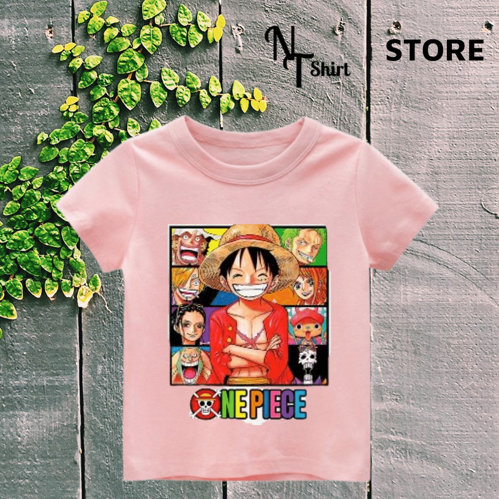 Áo thun bé trai in hình Chibi LUFFY  One Piece Đảo Hải Tặc, Áo cotton mặc mát thoải mái NTShirt