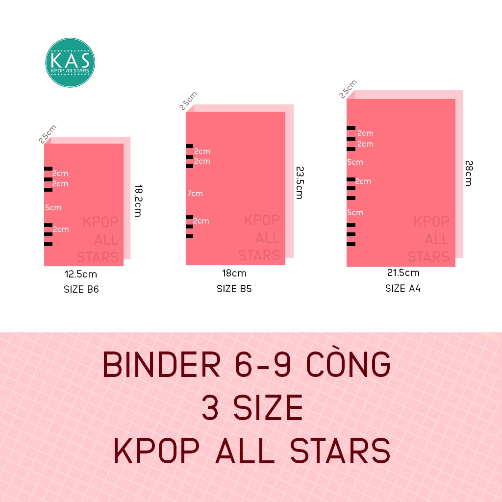 Bìa binder 6 còng (chỉ bìa) Size A4- B5- B6