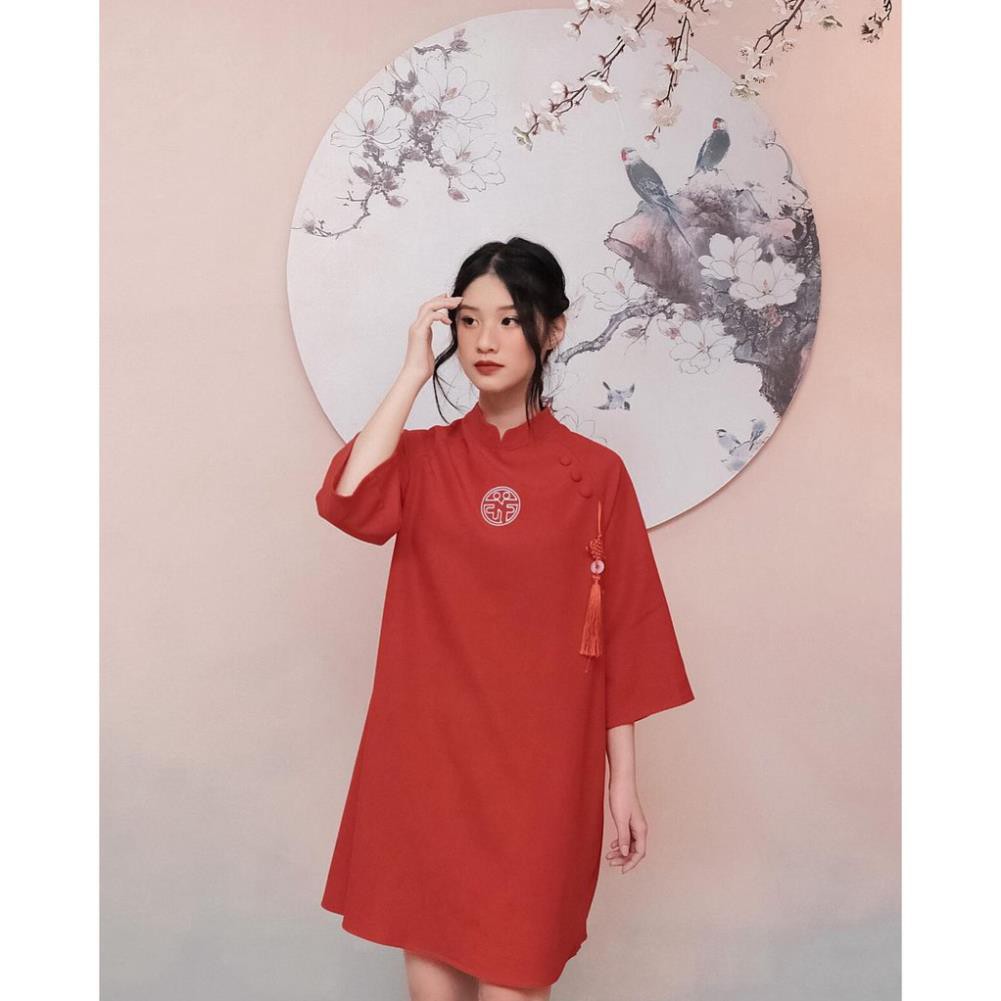 Váy áo dài FIINSTORE Đỏ cho ngày Tết năm mới 2021 - Made by Fiin Store