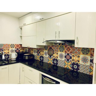Decal gạch bông dán bếp hoa văn pattern - Mua 3 set tặng 1 set