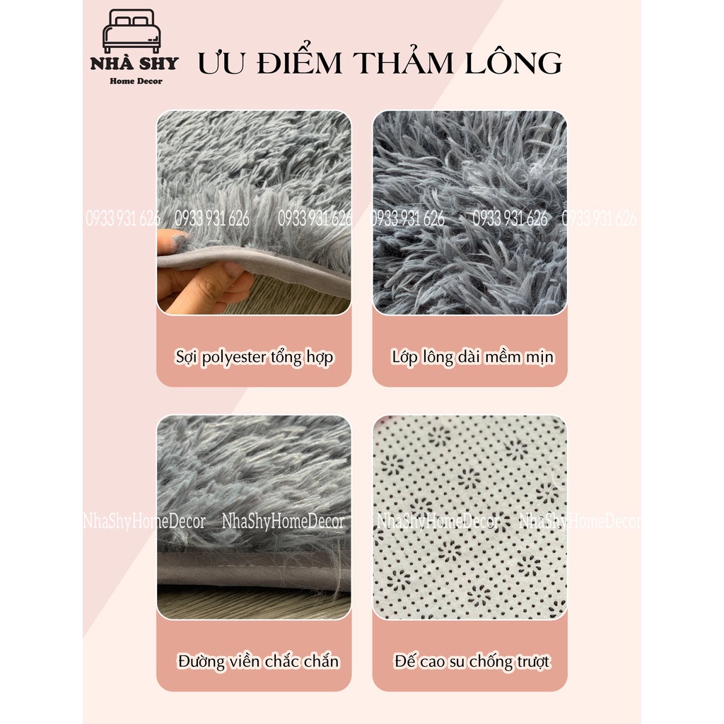 Thảm Lông Loang Trải Sàn Có Đế Chống Trượt Size 1m2x1m6 - 80x1m6 - 40x1m2