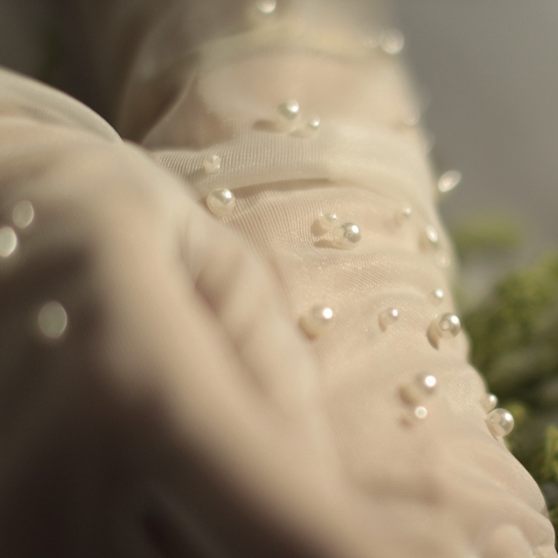 Găng Tay Ren Lưới Mỏng Dáng Dài Thời Trang Đơn Giản Cho Cô Dâu