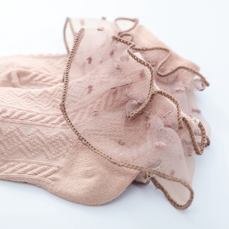 Vớ cotton cổ thấp phối ren kiểu công chúa thời trang mùa hè cho bé gái