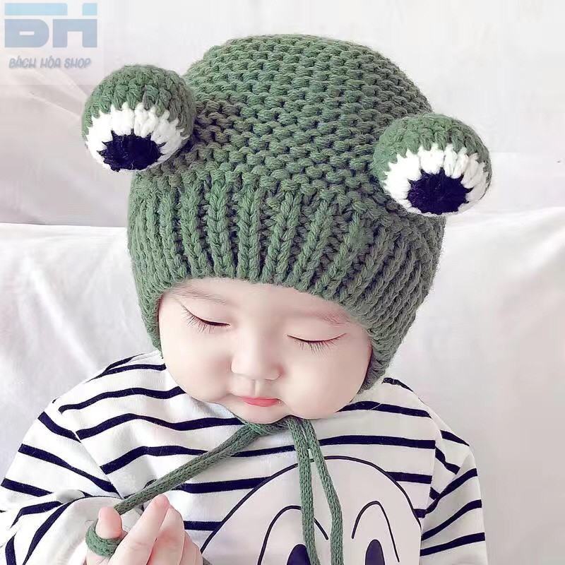 Mũ Len dệt kim hình ếch con xinh xắn (dành cho bé từ 6 - 36 tháng tuổi)