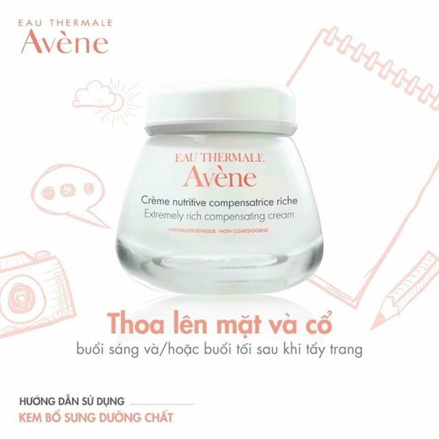 Kem dưỡng ẩm, bổ sung dưỡng chất cho da khô Rich Compensating cream 50ml Avene