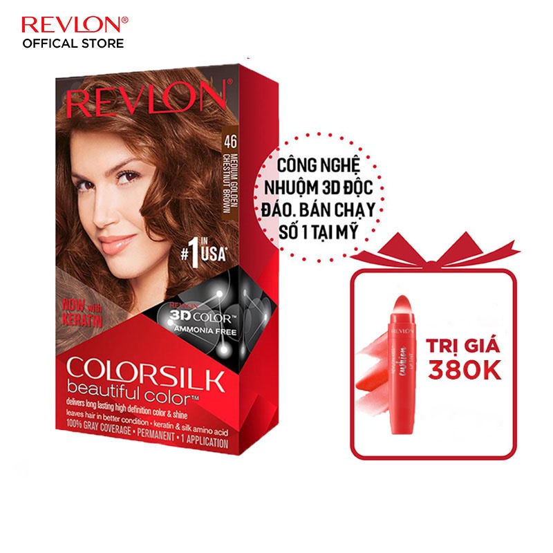 [Mã LT50 giảm 50k đơn 250k] [Tặng son tint Revlon Kiss Cushion Nhuộm Tóc Thời Trang Revlon Colorsilk 3D 120ml