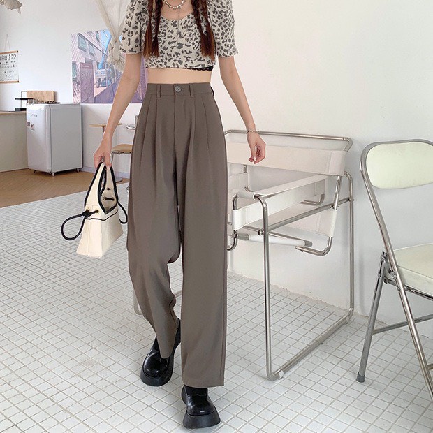 Quần ống rộng cạp cao KA chất kaki 2 da mềm mịn co dãn, có size M và L, clothes ullzang hack dáng hot