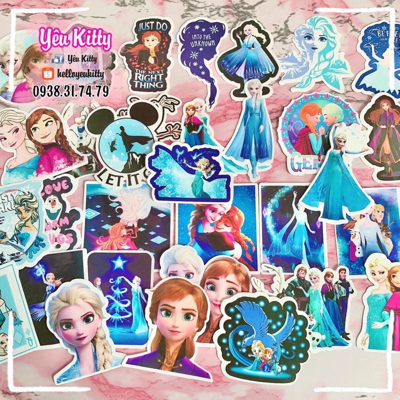 Bộ 40 sticker decal Elsa