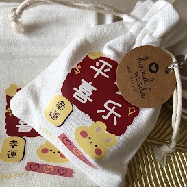 Túi vải canvas dây rút 10x14cm in hình dễ thương đựng quà, làm quà tặng, đựng trang sức, mỹ phẩm, băng vệ sinh