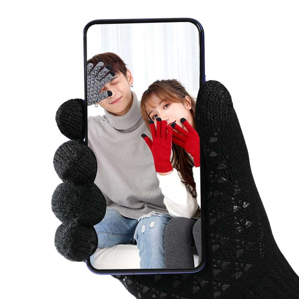 Găng Tay Dệt Kim WMES15H Phối Nhung Mềm Mại Chống Trượt Thời Trang Cho Nam Và Nữ