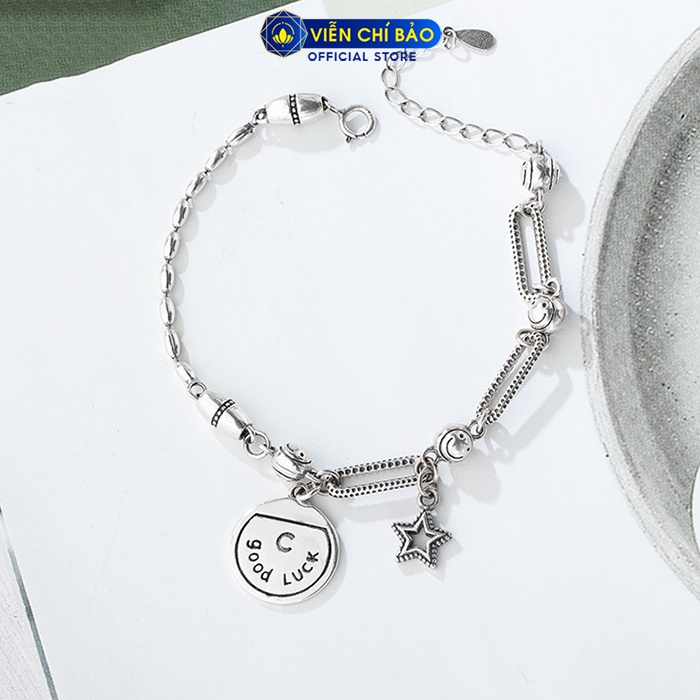 Lắc tay bạc nữ khoá chốt dây xoắn, vòng tay nữ bạc 925 thời trang phụ kiện trang sức nữ Viễn Chí Bảo L000268