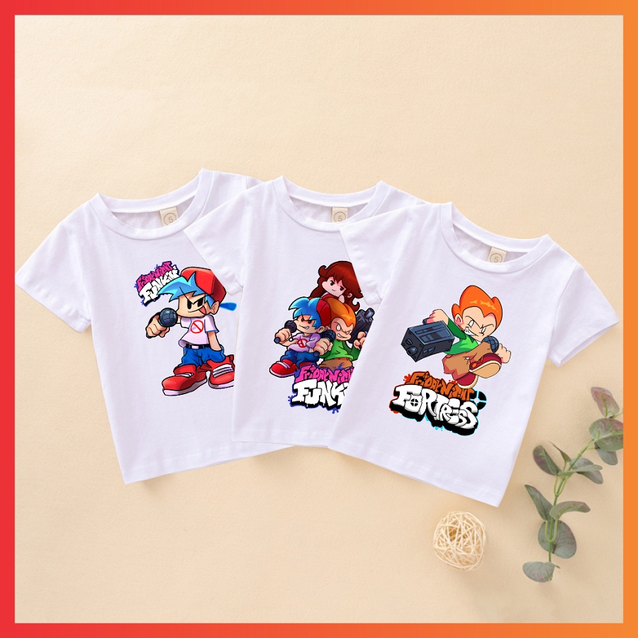 Áo thun tay ngắn hình hoạt họa Friday Night Funkin cá tính đủ size cho bé