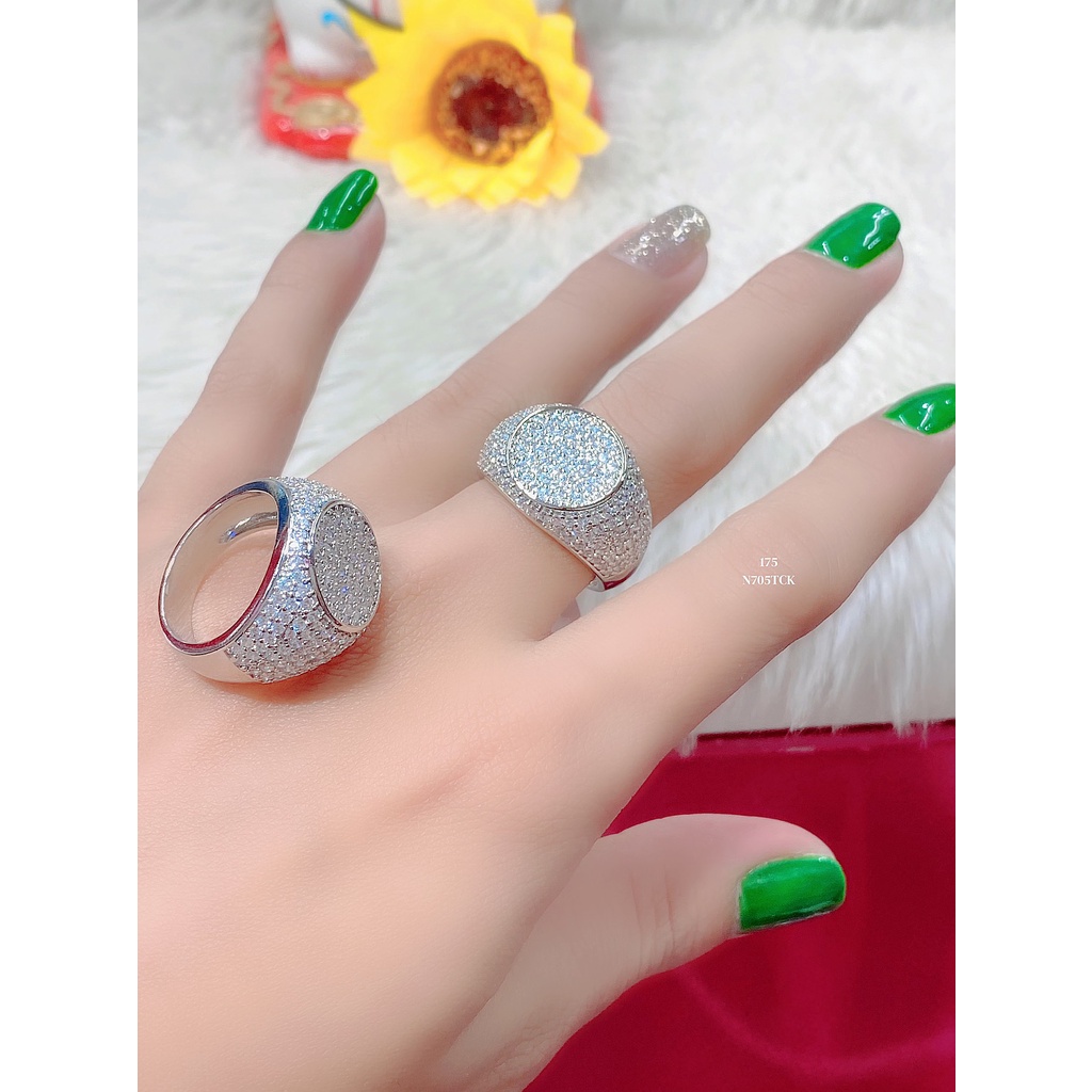 Nhẫn mặt tròn UHA mạ vàng 18k đính đá CZ N705VCK-142 - Trang Sức UHA