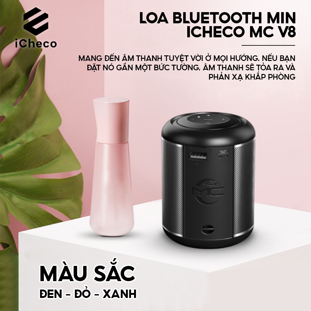 Loa bluetooth mini cầm tay ICHECO LB02 chống nước điều khiển bằng giọng nói âm trầm