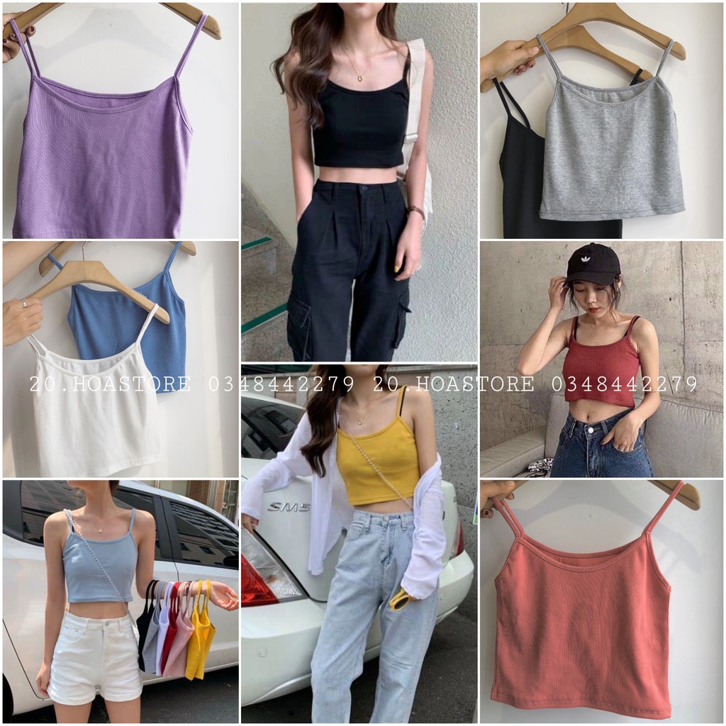 [Mã FAMAYWA giảm 10K đơn 50K] ÁO 2 DÂY VIỀN CROPTOP THUN TĂM ULAZZANG PASTEL HOT