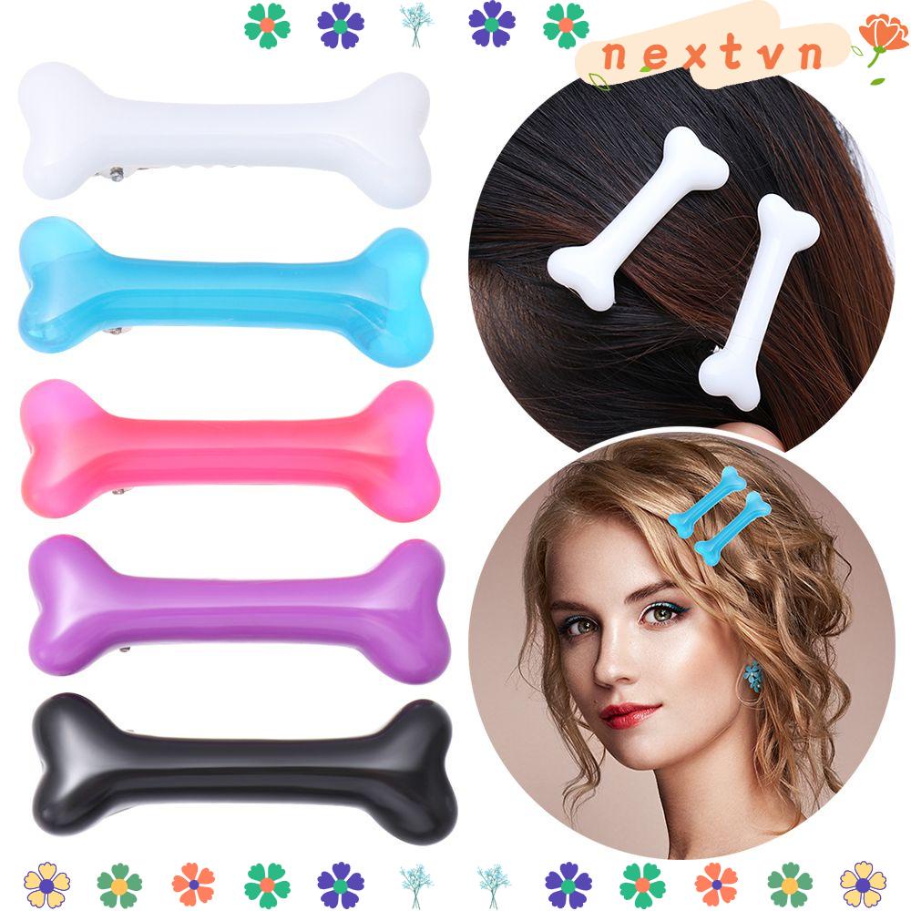 Set 2 Kẹp Tóc Hình Khúc Xương Màu Trơn Dễ Thương Thời Trang Cho Nữ
