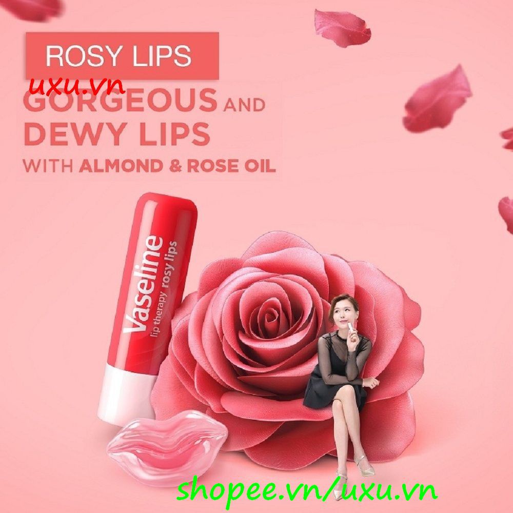 Son dưỡng môi 4.8G Vaseline Rosy Lips Không Màu Cho Sắc Môi Hồng Tự Nhiên, Với uxu.vn Tất Cả Là Chính Hãng.