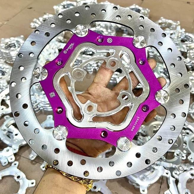 COMBO ĐĨA THẮNG TRƯỚC size 267mm Kèm Lòng CNC 4 lỗ gắn Thông Dụng cho nhiều Dòng Xe khác nhau - KHOEN INOX 304 KHÔNG GỈ