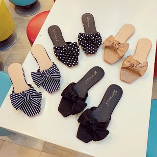 Dép nơ thắt mũi vuông - Siêu cute