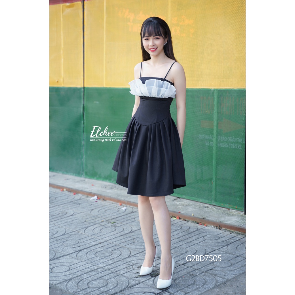 Đầm Hai Dây Tiểu Thư - Đầm hai dây tiểu thư màu đen thiết kế cao cấp Elchee Collection | BigBuy360 - bigbuy360.vn
