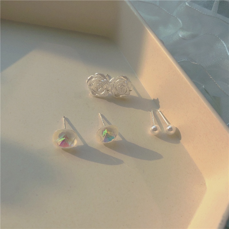 2022 Bông Tai Hoa Hồng Ngọc Trai Kết Hợp Phong Cách Mới