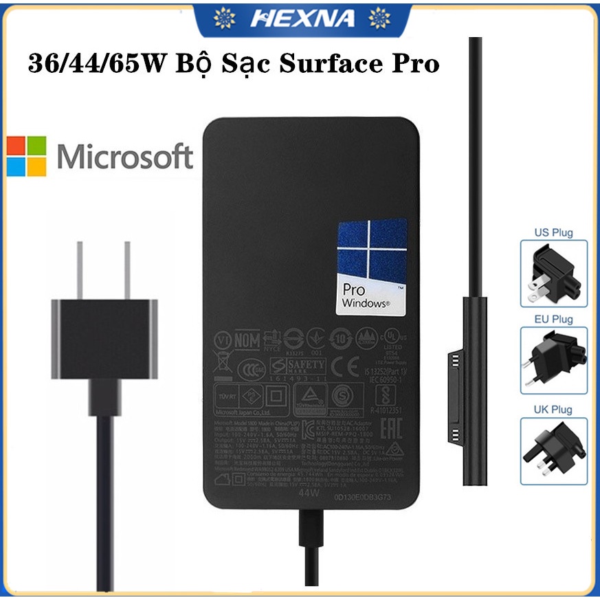 36/44/65W Bộ Sạc Surface Pro Bộ đổi nguồn Cho Microsoft Surface Book Surface Pro 8 Pro 3/4/5/6 Surface