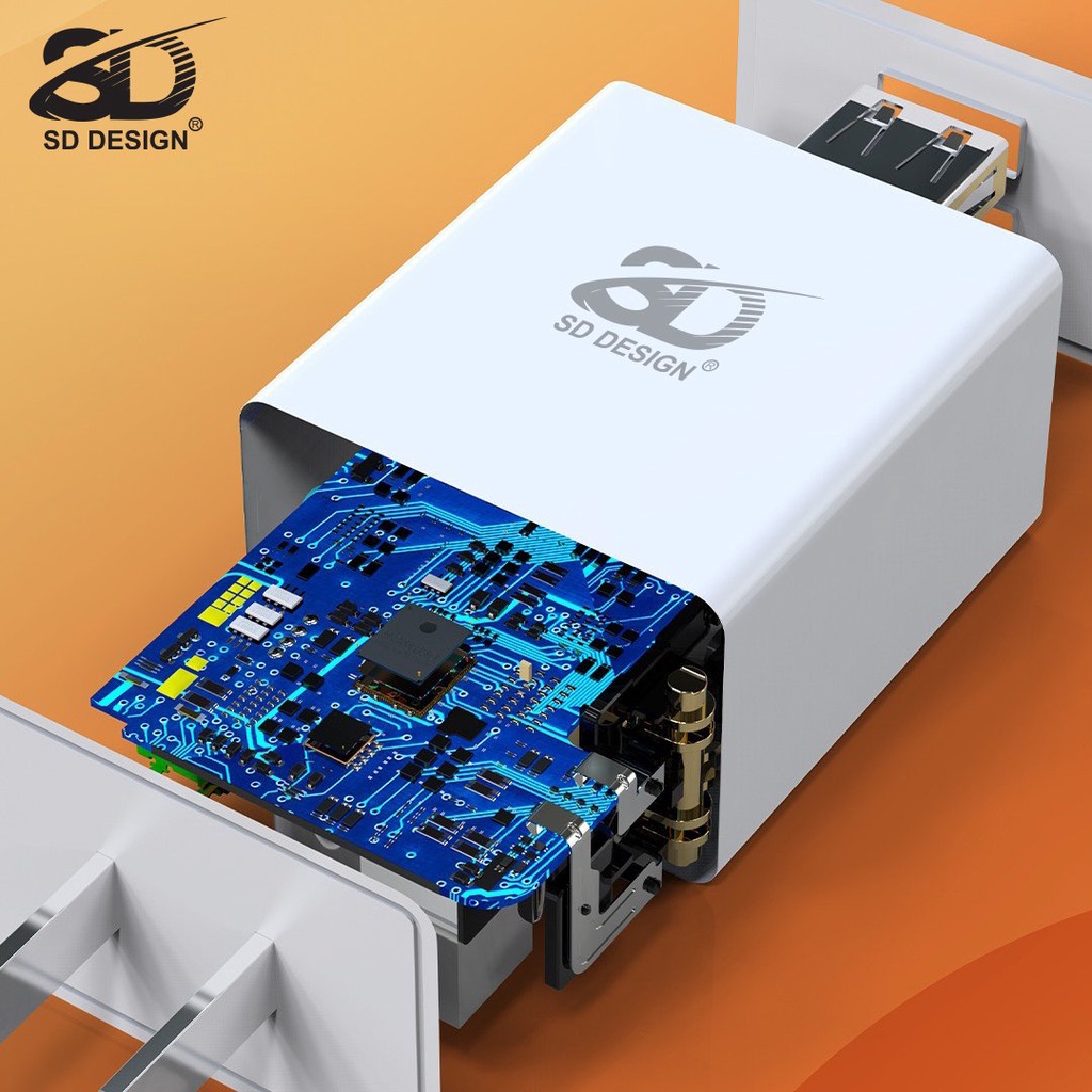Bộ sạc nhanh C66 Plus 2 Cổng sạc Usb chính hãng SD DESIGN sạc nhanh an toàn cho điện thoại iphone, samsung, oppo, xiaomi