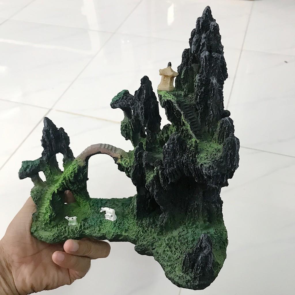 CẢNH NÚI TRANG TRÍ HỒ CÁ NON BỘ DÀI 15CM CAO 9CM RỘNG 18CM