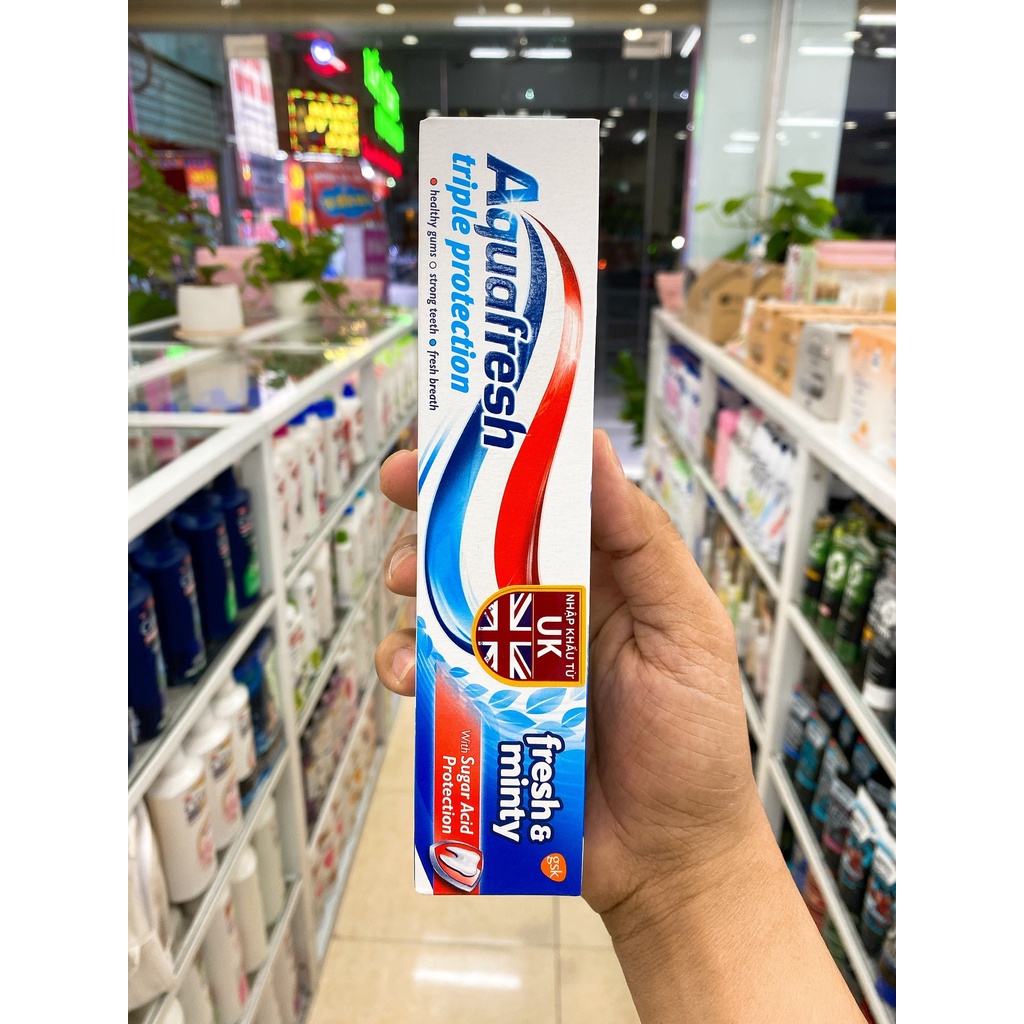 Kem Đánh Răng Aquafresh Fresh & Minty Chính Hãng Công Ty 100g Mẫu Mới