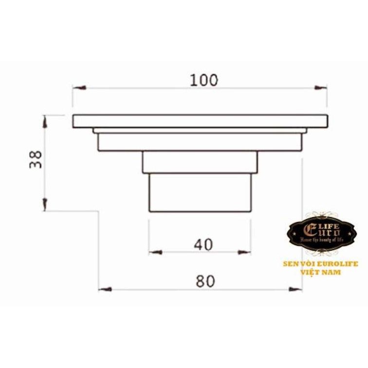 Hố ga thoát sàn Đồng hoa văn 10x10cm Eurolife EL-X10 (Vàng Đồng)