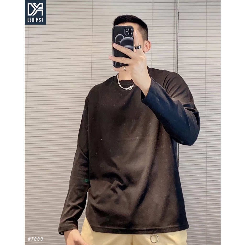 Áo Thun Nam Dài Tay Trơn DENIMST 7000 Chất Cotton, Mềm Mại, Thoáng Mát, Dáng Suông
