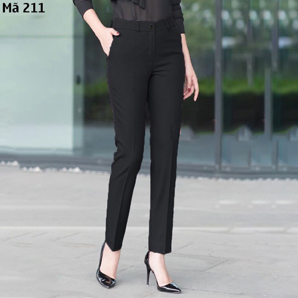 Quần vải nữ công sở dáng baggy ống đứng vừa kiểu mới cạp cao Quần tây nữ lưng cao đi học chất tuyết mưa màu đen trơn mềm