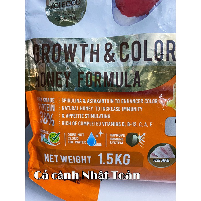 THỨC ĂN CÁ KOI GROWTH VÀ COLOR HONEY FORMULA BOOST SAKURA 1,5KG